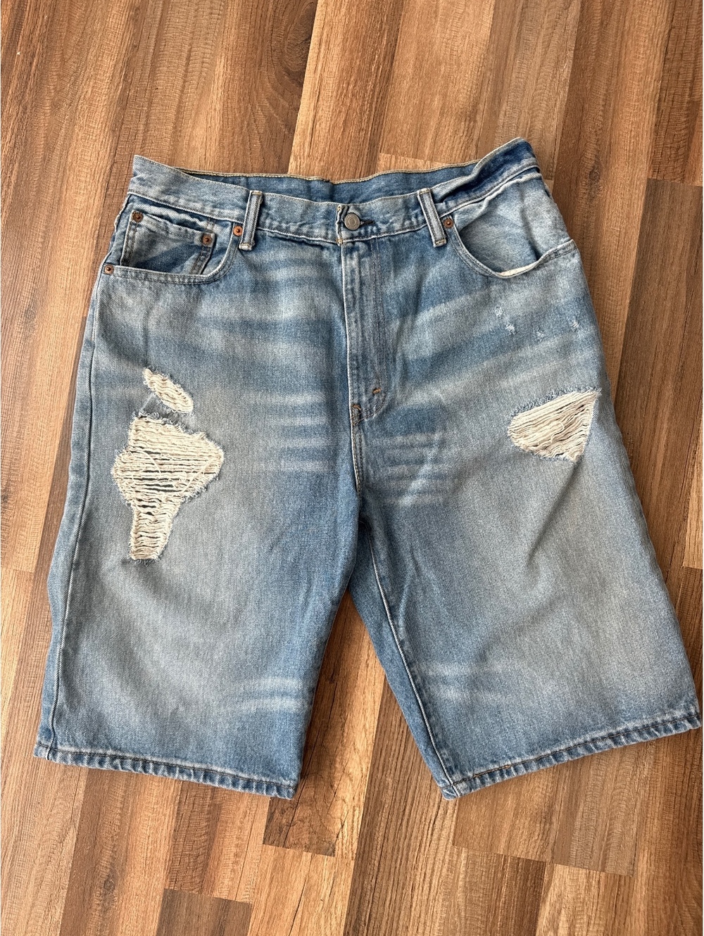Levi’s 569 Loose Straight Jorts Mens 34 Distressed Baggy Denim Shorts 12”